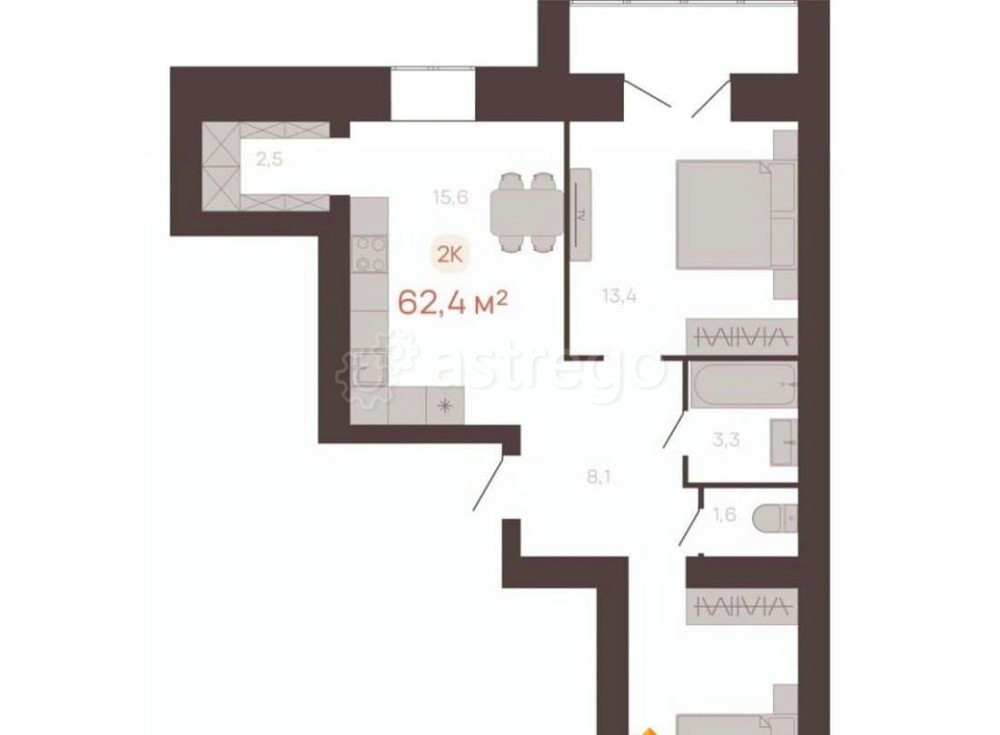 2-комн. квартира, 62.4 м2, 8/10 эт. Новоалтайск - изображение 1