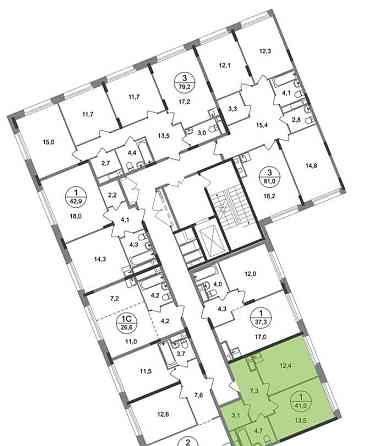 1-комн. квартира, 41 м2, 4/17 эт. Москва