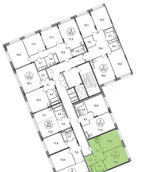 1-комн. квартира, 41 м2, 4/17 эт. Москва - изображение 3