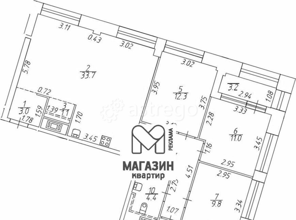 4-комн. квартира, 102.6 м2, 15/19 эт. Санкт-Петербург - изображение 7