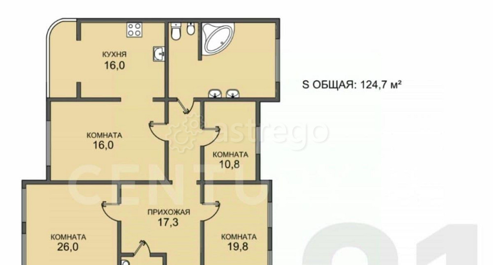 4-комн. квартира, 124.7 м2, 8/12 эт. Санкт-Петербург - изображение 6