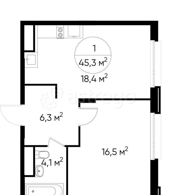 1-комн. квартира, 45 м2, 8/17 эт. Москва - изображение 1