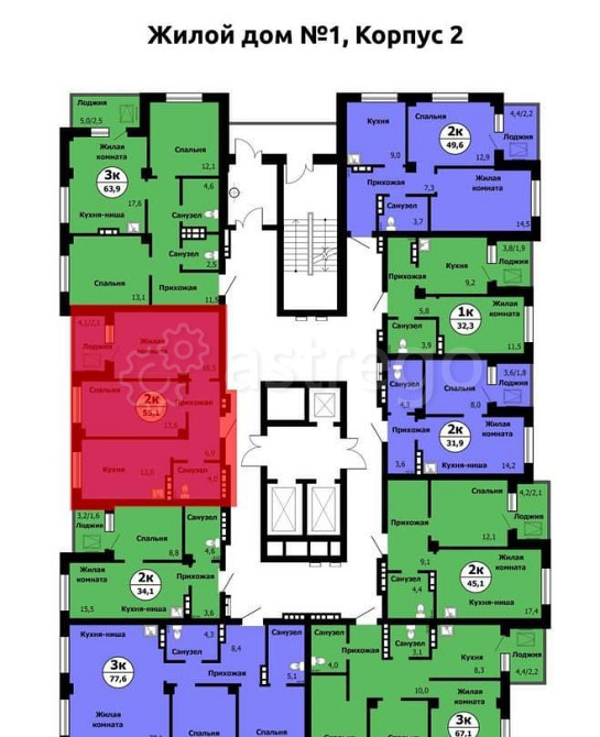 2-комн. квартира, 55.1 м2, 16/24 эт. Красноярск - изображение 3