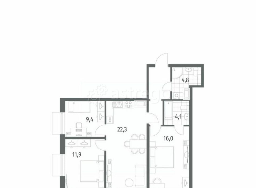 3-комн. квартира, 75.4 м2, 10/12 эт. Санкт-Петербург - изображение 7