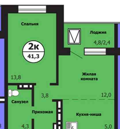 2-комн. квартира, 41.3 м2, 19/19 эт. Красноярск