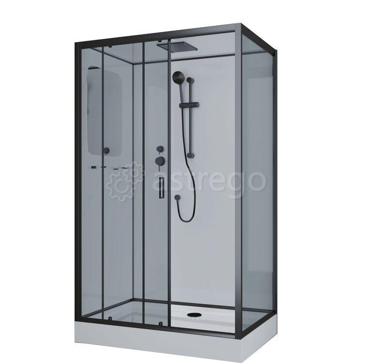 Душевая кабина NG- 6912-01QL BLACK 1200х800х2100 низкий поддон 16 см стекло ТОНИРОВАННОЕ 4 места Nia Москва - изображение 1