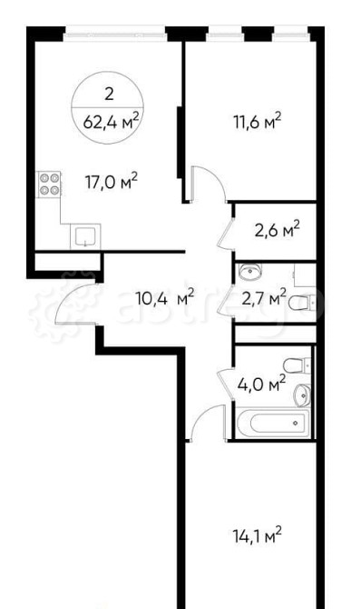 2-комн. квартира, 62 м2, 8/17 эт. Москва - изображение 1