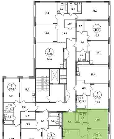 2-комн. квартира, 59 м2, 7/17 эт. Москва