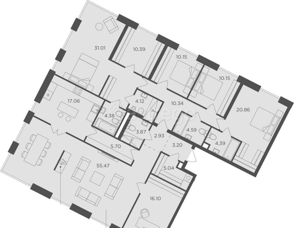 6-комн. квартира, 219.75 м2, 16/16 эт. Москва - изображение 1