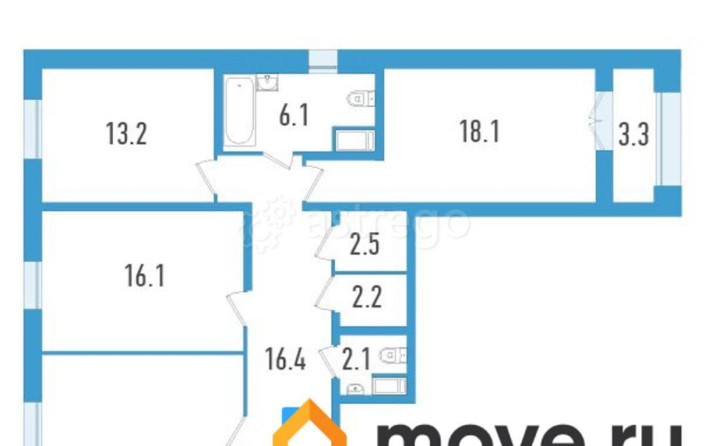3-комн. квартира, 115.8 м2, 12/23 эт. Санкт-Петербург - изображение 1