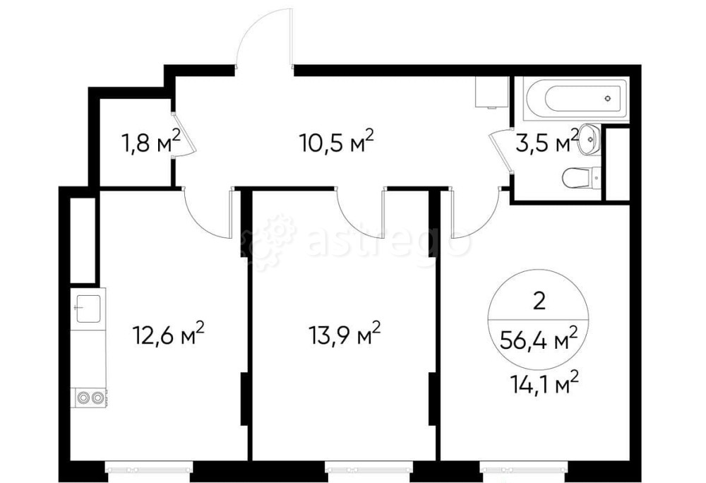 2-комн. квартира, 56 м2, 15/17 эт. Москва - изображение 1