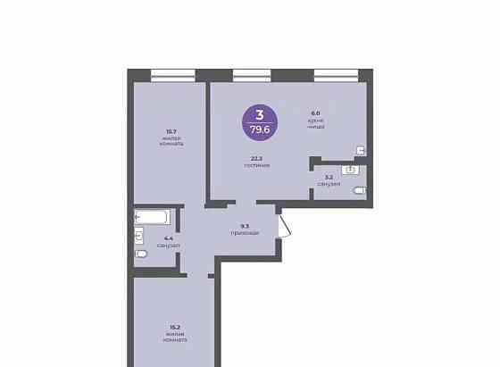3-комн. квартира, 79.6 м2, 2/24 эт. Красноярск