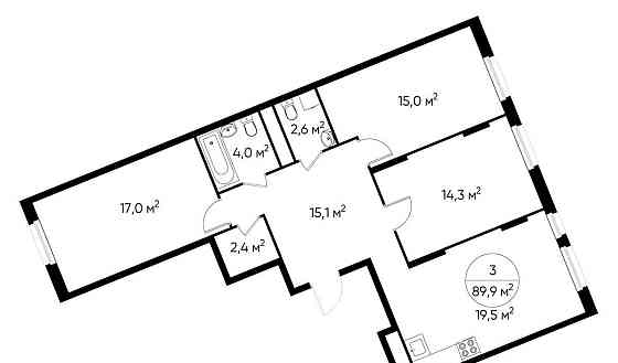 3-комн. квартира, 89 м2, 8/17 эт. Москва