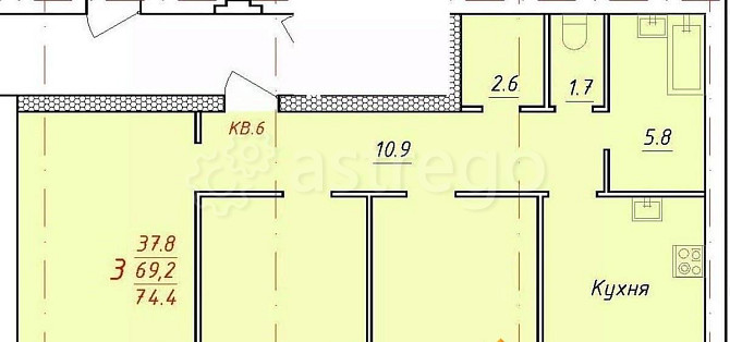 3-комн. квартира, 74.4 м2, 1/9 эт. Новоалтайск - изображение 1