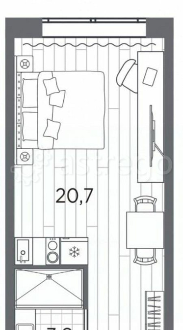 1-комн. апарт-ы, 24.5 м2, 9/13 эт. Санкт-Петербург - изображение 1