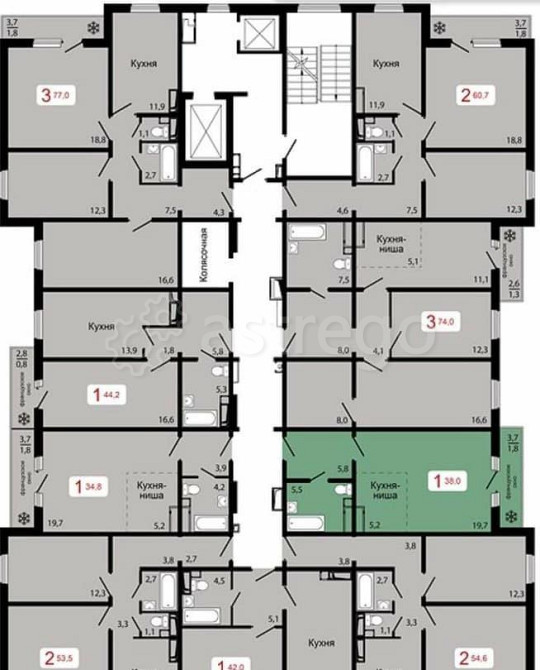 1-комн. квартира, 38 м2, 12/17 эт. Красноярск - изображение 7