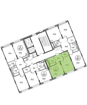 1-комн. квартира, 36 м2, 4/17 эт. Москва