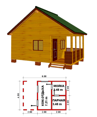 Баня из профилированного бруса- 4х6 м Новосибирск