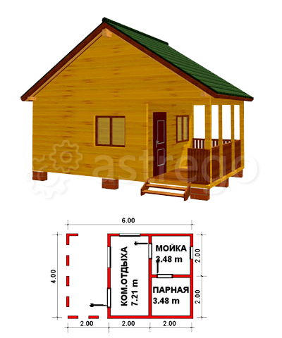 Баня из профилированного бруса- 4х6 м Новосибирск - изображение 1