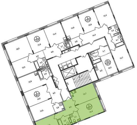 2-комн. квартира, 55 м2, 6/17 эт. Москва