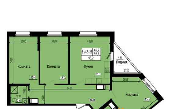 3-комн. квартира, 95.2 м2, 20/23 эт. Санкт-Петербург
