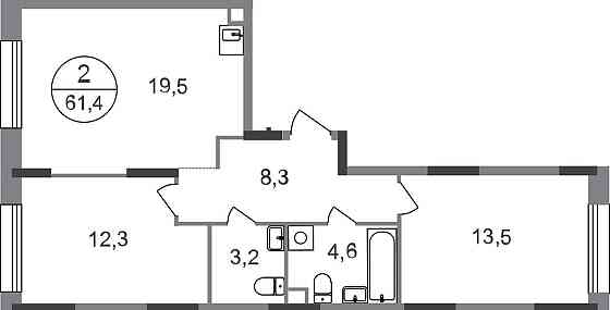 2-комн. квартира, 61 м2, 1/17 эт. Москва