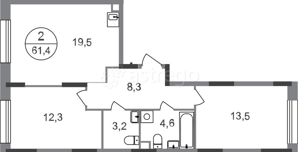 2-комн. квартира, 61 м2, 1/17 эт. Москва - изображение 1