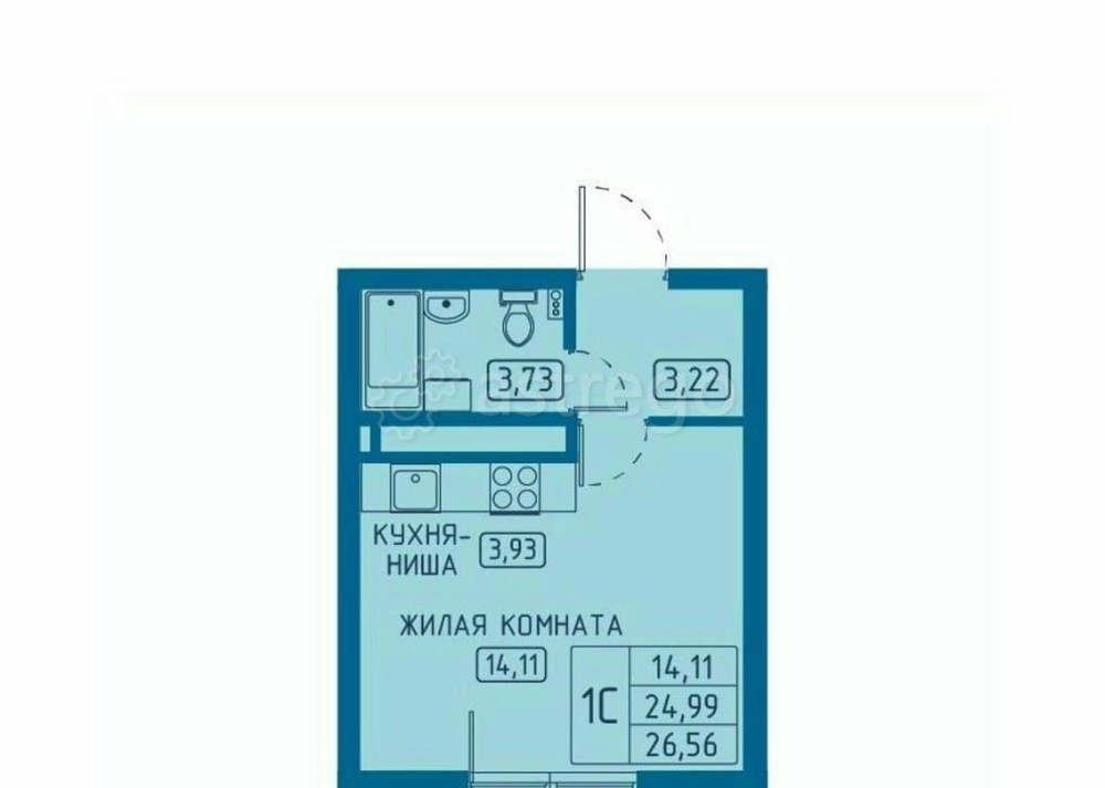 Студия, 26.56 м2, 16/20 эт. Красноярск - изображение 2