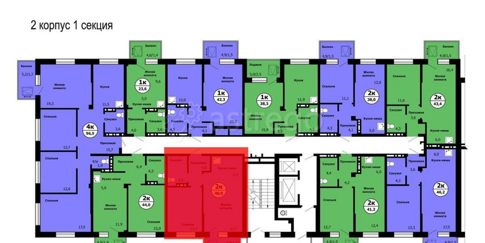 2-комн. квартира, 48 м2, 14/19 эт. Красноярск - изображение 4