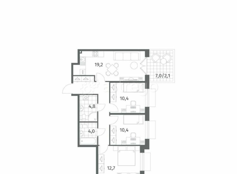 3-комн. квартира, 74.5 м2, 1/8 эт. Санкт-Петербург - изображение 3