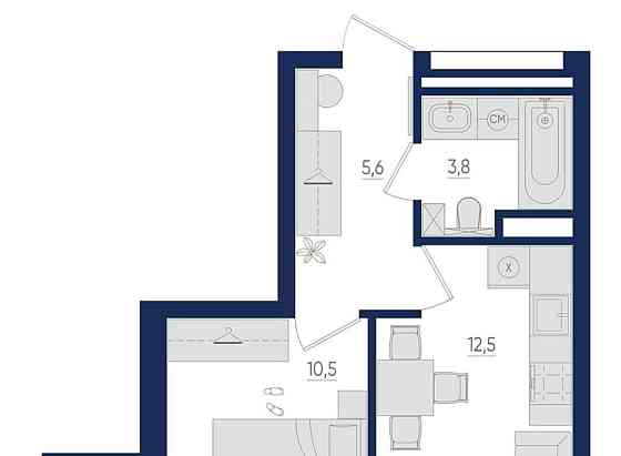 1-комн. квартира, 33.3 м2, 8/22 эт. Уфа