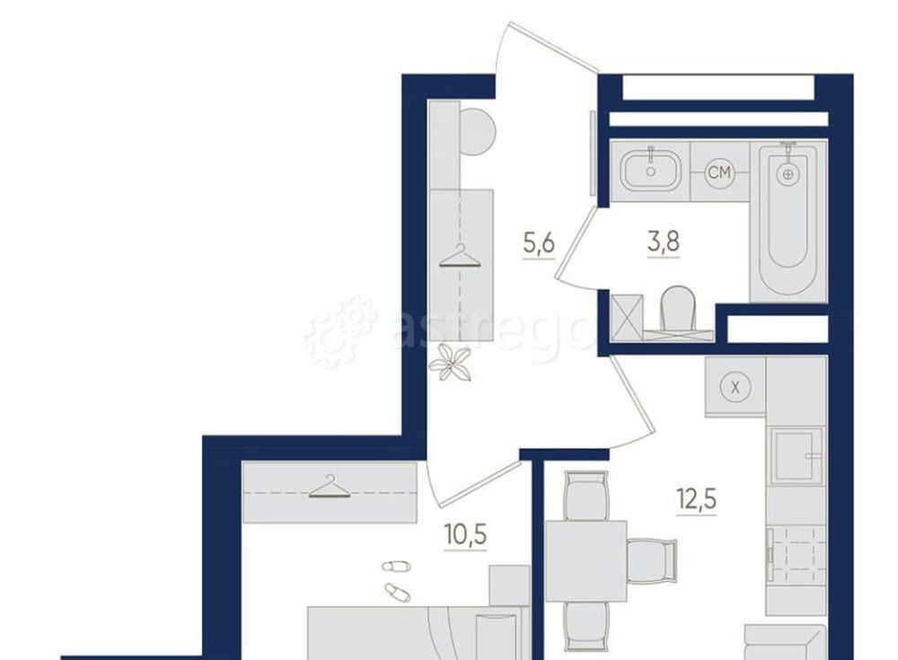 1-комн. квартира, 33.3 м2, 8/22 эт. Уфа - изображение 1