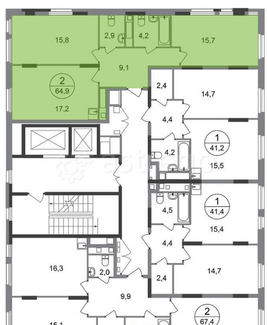 2-комн. квартира, 64 м2, 12/17 эт. Москва - изображение 4
