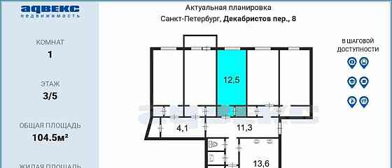 Комната, 12.5 м2, 3/5 эт. Санкт-Петербург