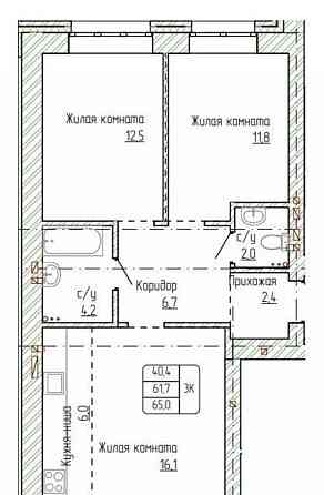 3-комн. квартира, 65 м2, 8/14 эт. Новоалтайск