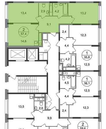 2-комн. квартира, 57 м2, 3/17 эт. Москва