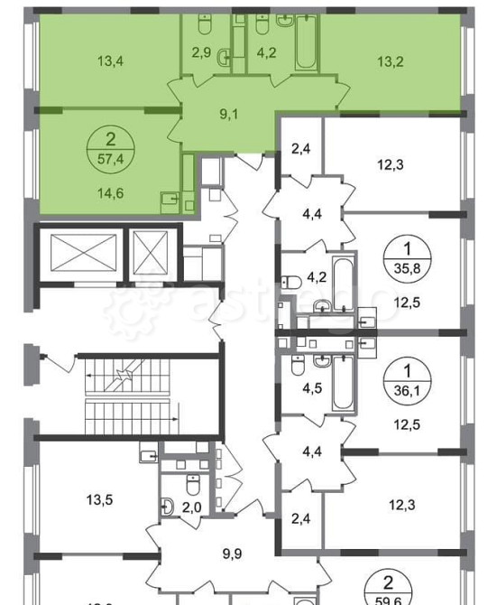 2-комн. квартира, 57 м2, 3/17 эт. Москва - изображение 4