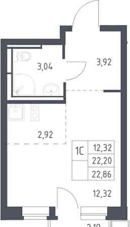 Студия, 22.86 м2, 8/12 эт. Москва