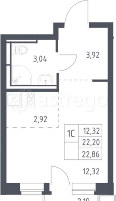 Студия, 22.86 м2, 8/12 эт. Москва - изображение 1