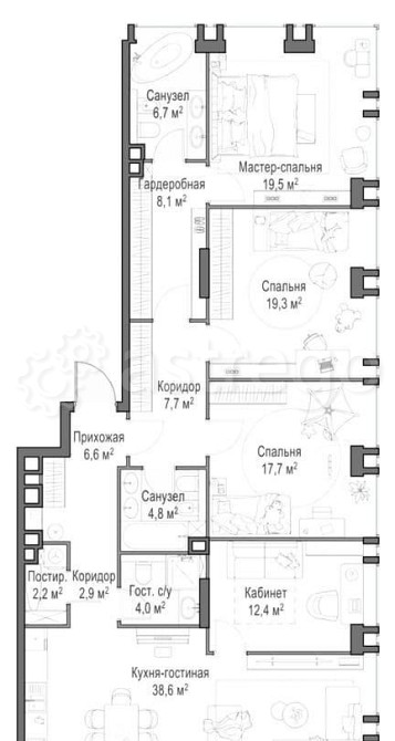 4-комн. квартира, 151.6 м2, 10/23 эт. Москва - изображение 1