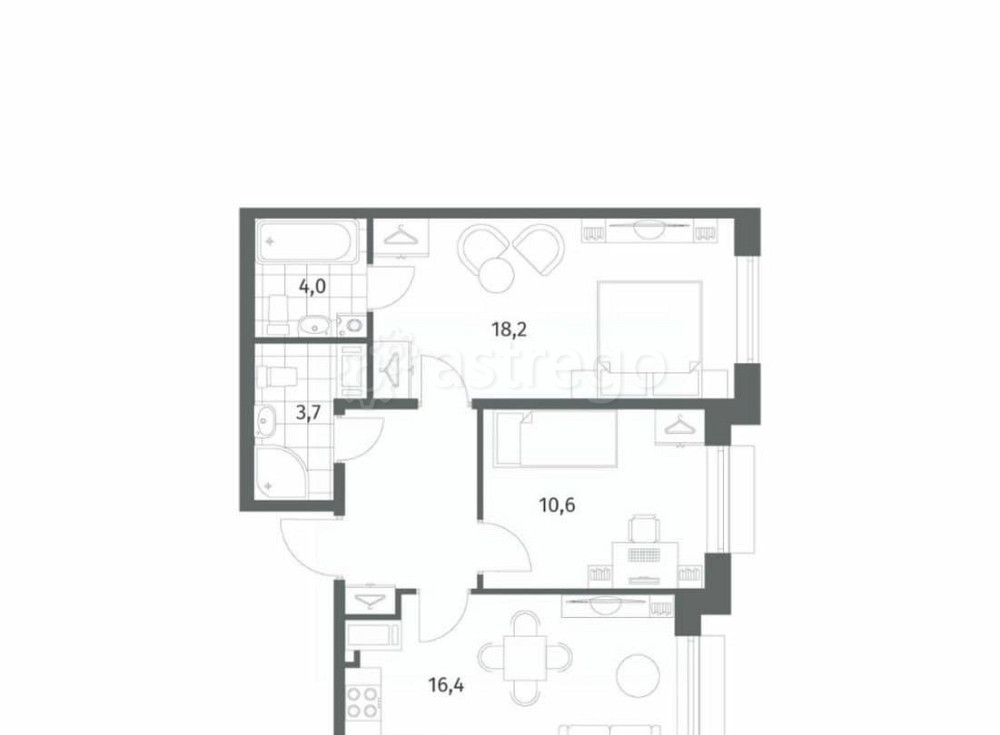 2-комн. квартира, 60.1 м2, 7/8 эт. Санкт-Петербург - изображение 2
