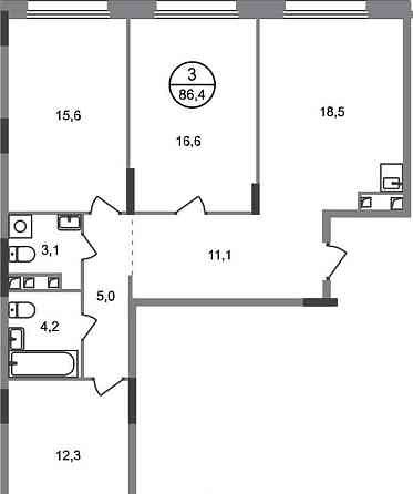 3-комн. квартира, 86 м2, 2/17 эт. Москва