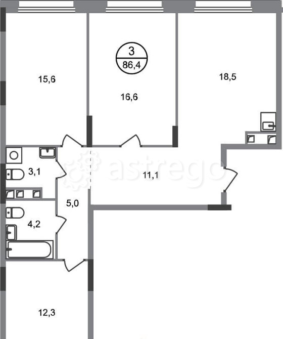 3-комн. квартира, 86 м2, 2/17 эт. Москва - изображение 1