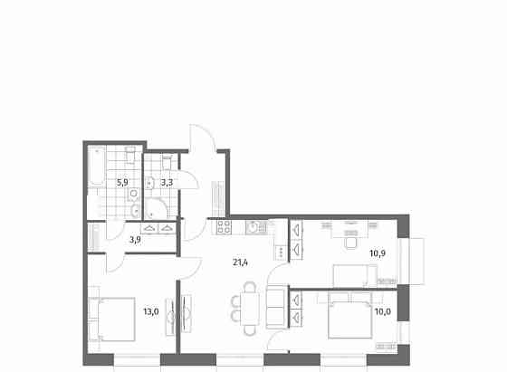 3-комн. квартира, 72.6 м2, 2/13 эт. Санкт-Петербург