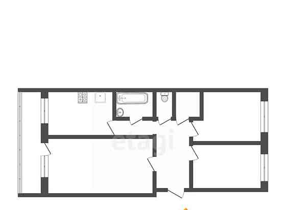 3-комн. квартира, 57.2 м2, 2/2 эт. Бийск