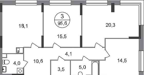 3-комн. квартира, 95 м2, 1/17 эт. Москва
