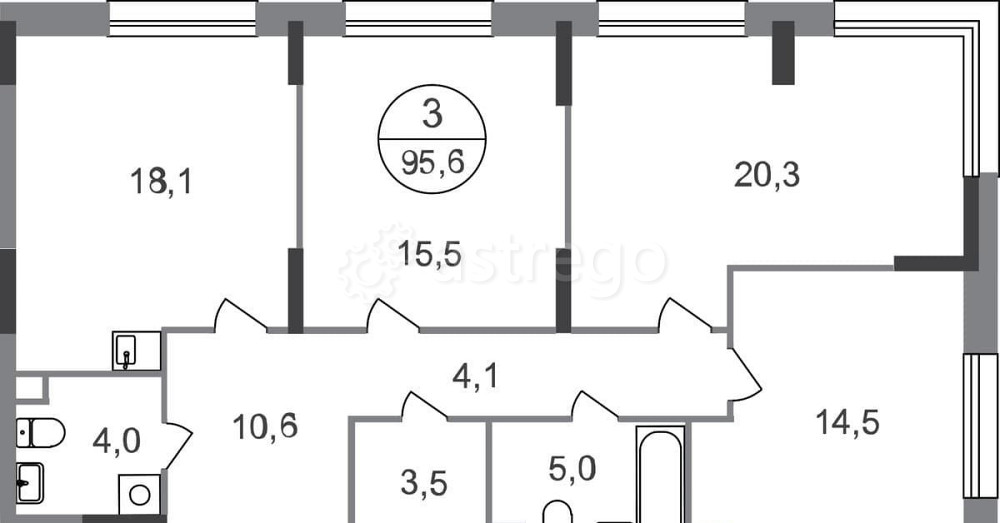 3-комн. квартира, 95 м2, 1/17 эт. Москва - изображение 1