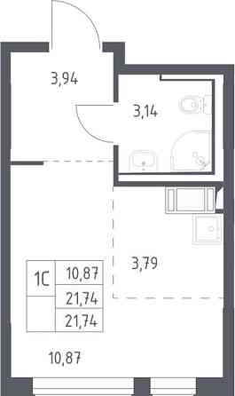 Студия, 21.74 м2, 12/17 эт. Москва