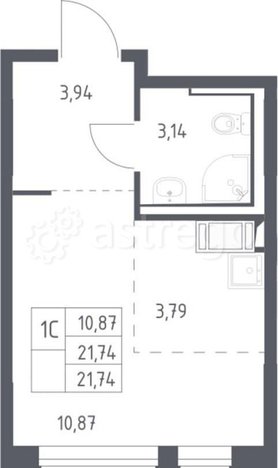 Студия, 21.74 м2, 12/17 эт. Москва - изображение 2