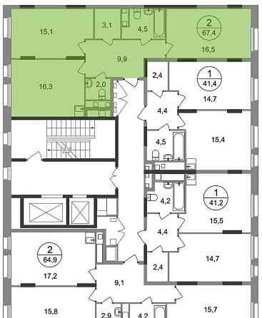 2-комн. квартира, 67 м2, 5/17 эт. Москва